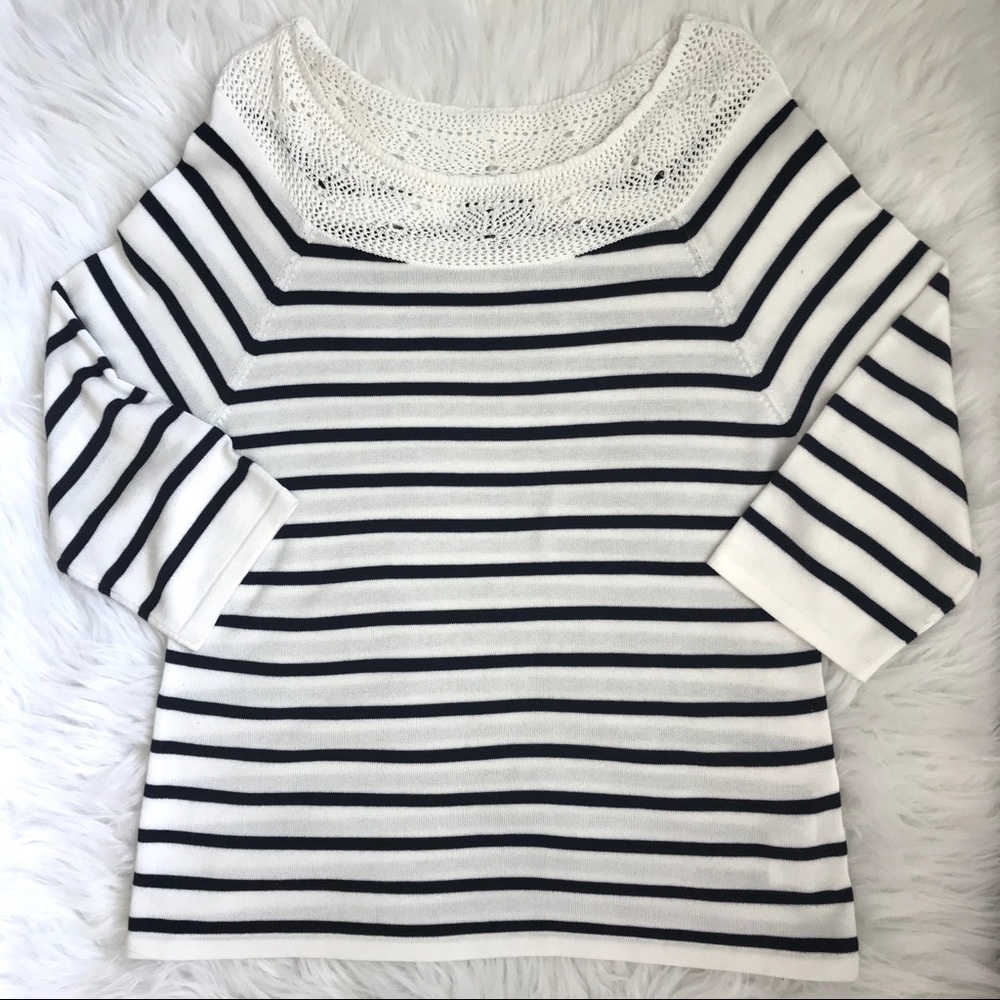 Chaps XL Striped Knit Lightweight Top Sweater EUC